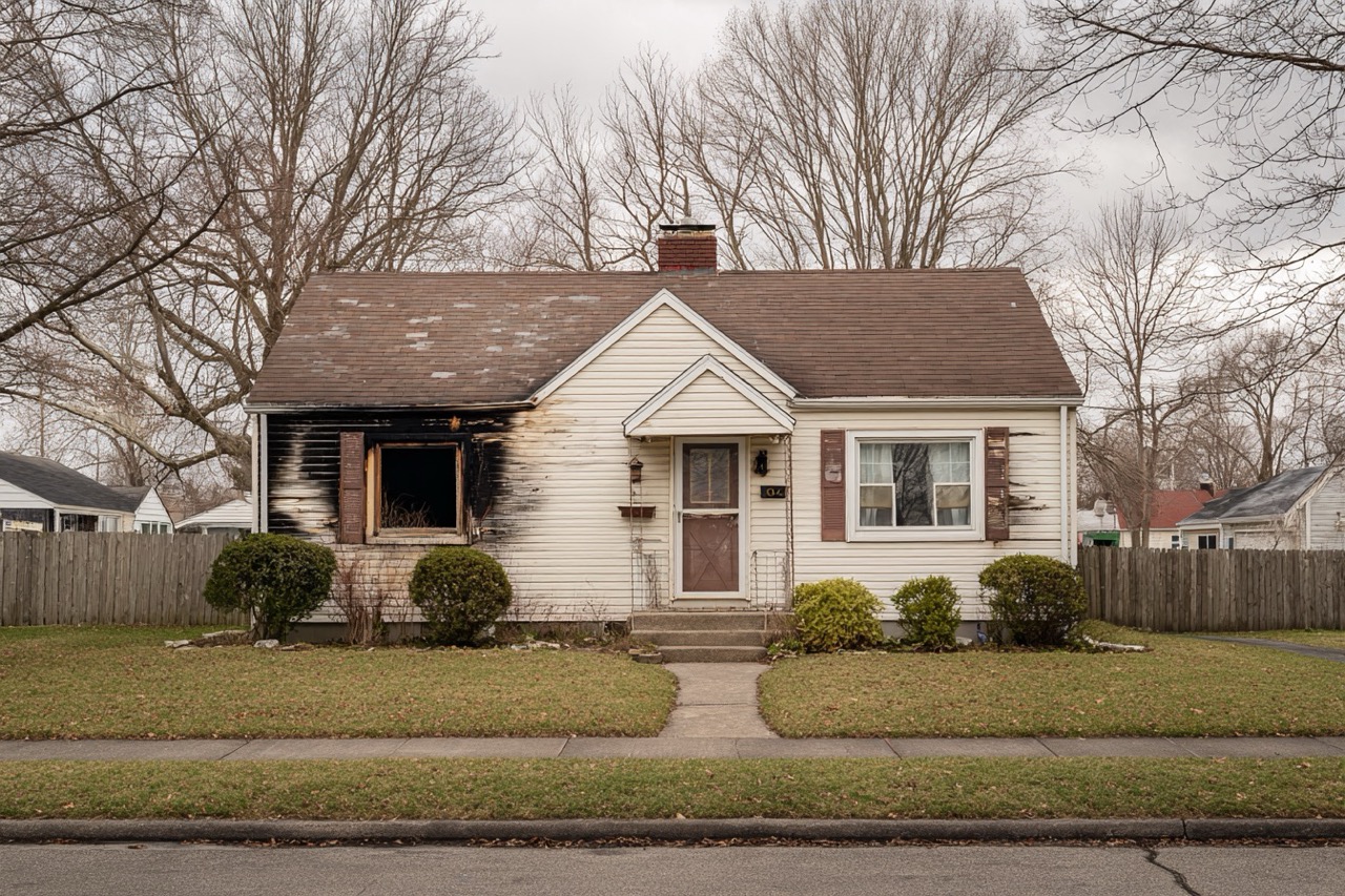 fire damaged house indianapolis in residential exterior