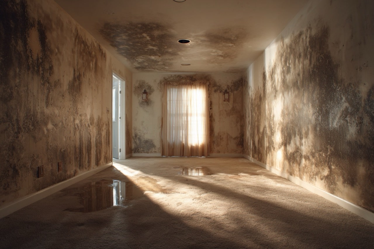 Interior water damage from storm in Indianapolis Indiana home requiring repairs